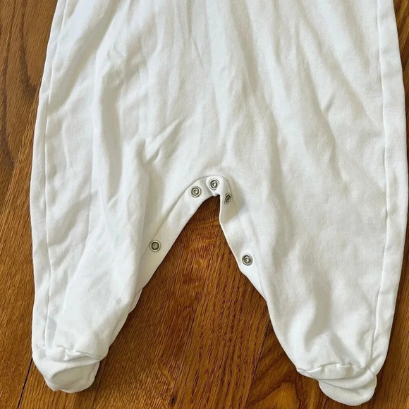 Lyda Baby White and Pink Elephant One Piece Footie Pima Cotton 3-6 Mths - Picture 4 of 5